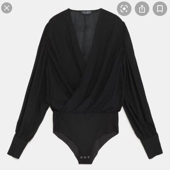 Zara Black Long Sleeve Bodysuit - Picture 1 of 9